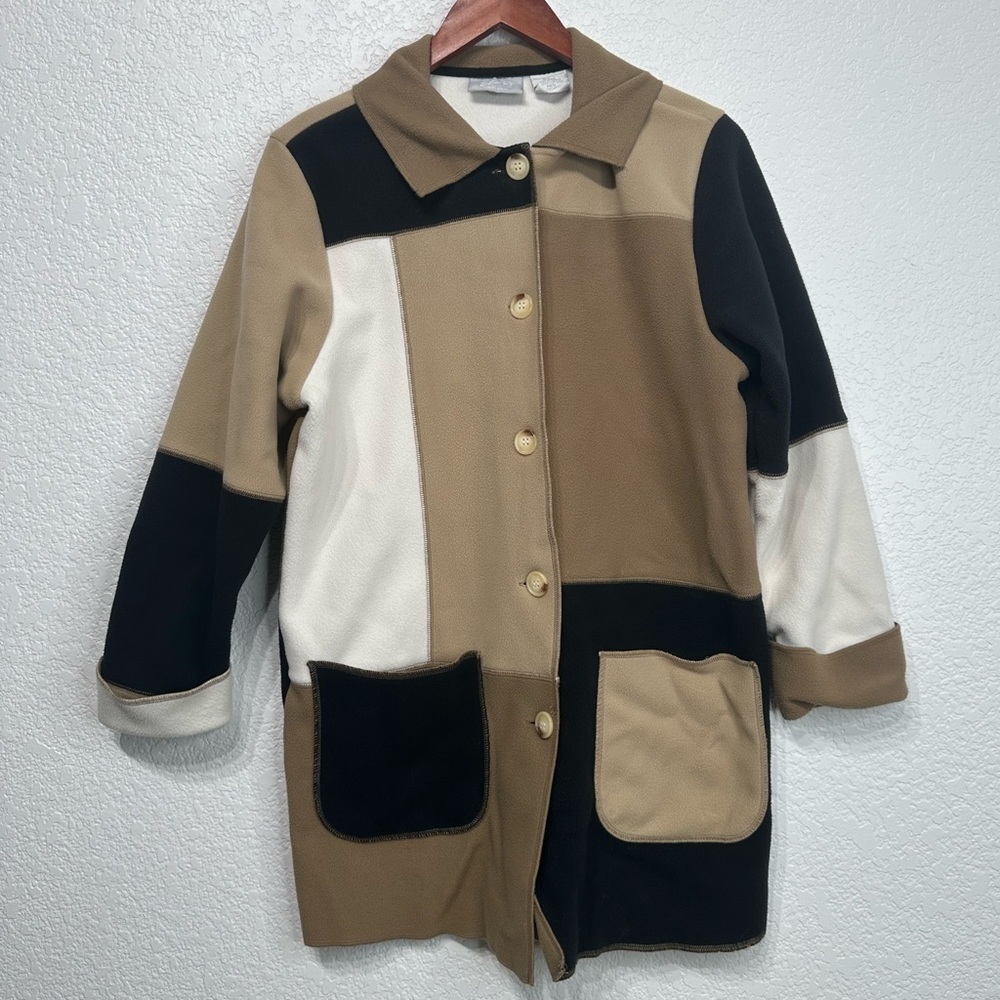 90s Oversized Shacket Color Block Neutral Tones Women’s Size Medium